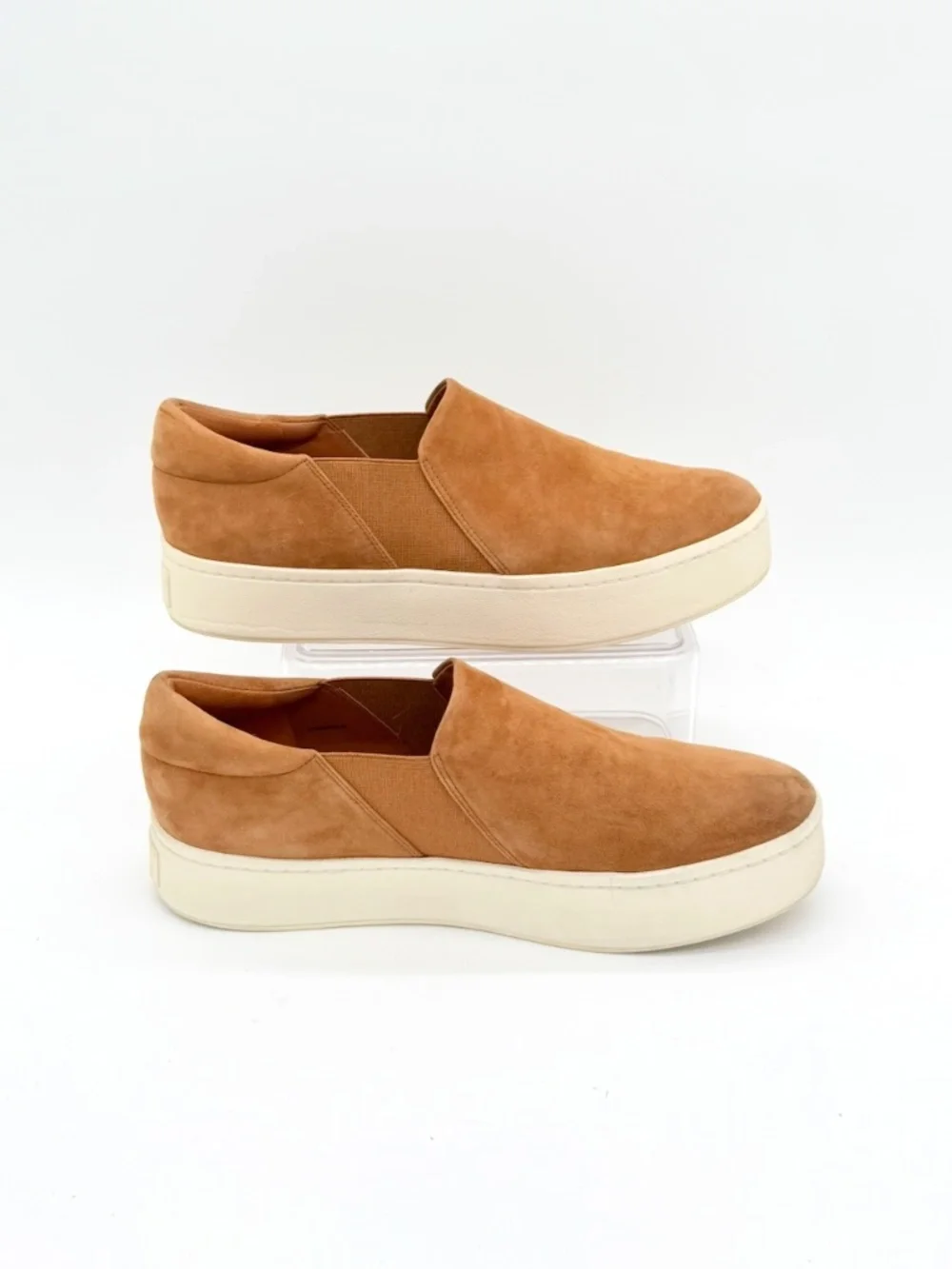 Vince Warren Womens Platform Slip On Sneakers Size 10 Suede Brown Tan Loafers
